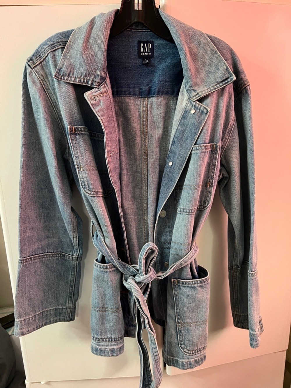 GAP Light Blue Denim Belted Jean Jacket